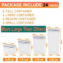 24 PCS Airtight Food Storage Containers Set With Lids - Leak Proof Pantry Storage Containers Organiser & Cereal Storage Containers For Kitchen Storage & Organisation, Canisters For Cereal Flour & Sugar - A Full Set With Labels & Markers