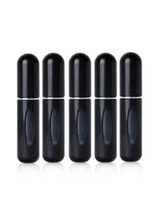 5 piezas Botellas compactas de perfume negras, minimalistas y versátiles