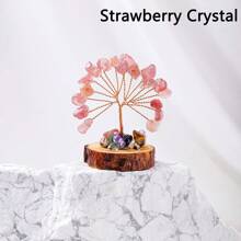 1PC Mini Natural Gemstone Chakra Lucky Tree With Wood Base | Home Office Desk Living Room Crystal Decor