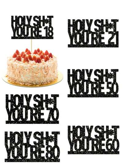 Schwarze Kerzenaufsätze für den 18./21./50./60./70./80. Geburtstag, Geburtstagstortendekoration, Lustige, funkelnde schwarze Tortenverzierungen