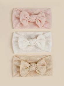 3 Pieces Baby Soft Breathable Mesh Bow Elastic Headbands, Children Hair Accessories, Newborn Versatile Fashion Hair Decor Suitable For Festivals, Parties, Photography, Everyday Wear