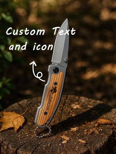 1 Pieza Cuchillo plegable de bolsillo personalizado con grabado, cuchillo personalizado con hoja de acero inoxidable y mecanismo de bloqueo, herramienta multiusos ligera y de bloqueo para acampar, exteriores, caza, supervivencia y EDC, regalo para el padrino, regalo para el novio, regalo para el padre, regalo del Día del Padre