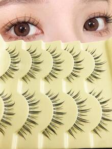 Asiteo 5 Pairs Cartoon Style Transparent False Eyelashes, Natural Criss-Cross Thin Design, Suitable For Cosplay Makeup Tools - 尖尾漫畫款 - 查看 1