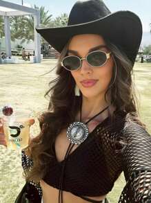 2pcs/Set Metal-Framed Oval-Shaped Retro And Fashionable Glasses Are Popular In Europe And America. They Are Suitable For Men And Women To Use Daily In Summer And Wear When Traveling To The Beach
