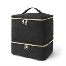 Bolsa de cosméticos de gran capacidad y doble capa, bolsa de aseo portátil, bolsa de cosméticos, bolsa para guardar esmalte de uñas