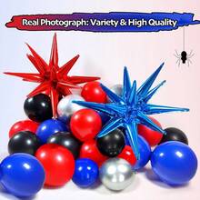112/202pcs Spider Theme Balloon Arch Kit - Black Red Blue Silver Comic Style Decorations With Foil Star Balloons, Ribbon Balloon Chain Glue Dot Accessories | Birthday Party Backdrop, Babyshower Photo Booth Props, Men's Celebration Centerpiece Urban Power Style Decorations Easy To Arrange Birthday Decorations - Multicolor - View 4
