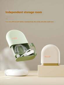 1个便携式隐形正畸矫治器牙盒，ABS密封保持器收纳盒（不含清洁刷），旅行便携式正畸托盘收纳盒，无需电池 - 不含配件