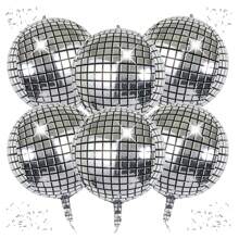 6pcs 22 Inch Colorful/Gold/Silver Disco Ball Balloons, 22 Inch 4D Round Foil Balloons For Birthday, Wedding, Graduation, Disco Dance Theme Party Decorations 70s 80s 90s