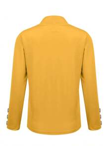 Chaqueta casual de mujer de manga larga con botones y unicolor para primavera - Amarillo - Ver 3