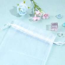 100 piezas Bolsas de malla de nailon blanco, bolsas protectoras de frutas, bolsas de jardín para control de insectos y plagas para fresas, uvas, verduras y plantas, con cordón