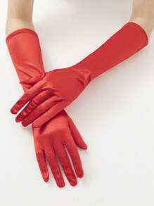 1 para jednolitych kolorowych minimalistycznych rękawiczek imprezowych o długości do łokcia