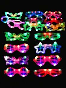 12pcs LED PCS Glasses (Six-Color Luminous Glasses Length 12.95cm/5.7in Width 5.59cm/2.2in) 3 Light Modes Luminous Glasses Toy Party Supplies Luminous Glasses For Adults Perfect Festive Birthday Easter Party Glowing Stick Glasses Sunglasses Wedding Cosplay Christmas Nightclub (Color Sent Randomly)