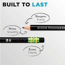 Wood-Cased Pencils, Unsharpened,  2 HB Soft, Black, 12 Count