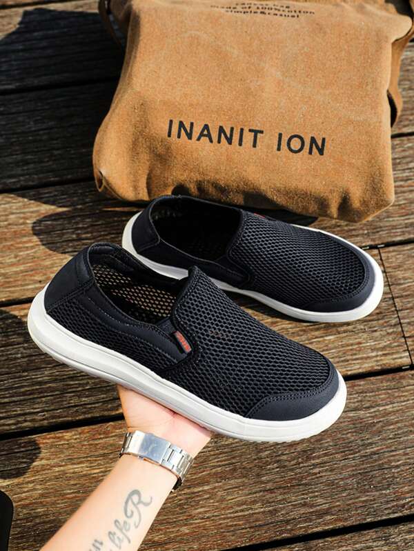 Mocasines básicos de tela transpirables y ligeros con punta ancha para hombre, de uso casual en la playa/exterior/negocios, aptos para primavera, verano, otoño, interior, exterior, fitness, resort de playa