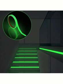 1pc 1.97*196.85inch Glow-In-The-Dark Adhesive Tape, Fireproof Warning Tape For Home Use, Stage Green Fluorescent Anti-Collision Tape, Green Light Adhesive Sticker
