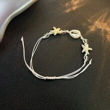 波西米亚贝壳手链，夏季海滩海洋风格贝壳和海星串珠手链，女士