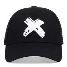 Gorra de béisbol de malla de verano para hombre, gorra con letras X para deportes al aire libre para mujer, gorras transpirables Unisex, gorras de camionero de Hop HE8S - Blanco y negro - Ver 10