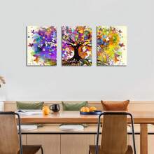 3 piezas Cuadros de arte de pared con lienzo del Árbol de la Vida de colores, pintura abstracta del árbol púrpura, pósteres decorativos para sala de estar, dormitorio, decoración del hogar, con o sin marco