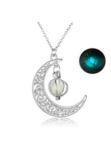 1 pièce Collier ras-de-cou en alliage lumineux en forme de lune et de citrouille, une création idéale pour les fêtes, convient pour le port quotidien, les festivals, les soirées et les cadeaux, pour hommes et femmes
