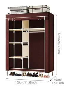 Sturdy Metal Frame Cloth Wardrobe With Fabric Exterior - Space-Saving Closet Organizer For Bedroom, Dorm Or Apartment - Includes Shelves, Hanging Rod And Stacking Area For Multi-Functional Storage And Clothing Organization | Minimalist Wardrobe | Durable Structure, Portable Closet