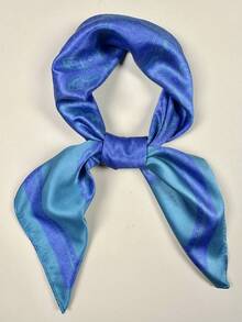 1 件女士鱼类动物印花方形围巾优雅围巾头巾女士缎面头巾发饰 - 藍色 - 查看 6