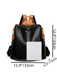 Large Capacity Women's Backpack With Adjustable Strap, Crocodile Leather Texture, Suitable For Commuting, Casual Use, And Travel