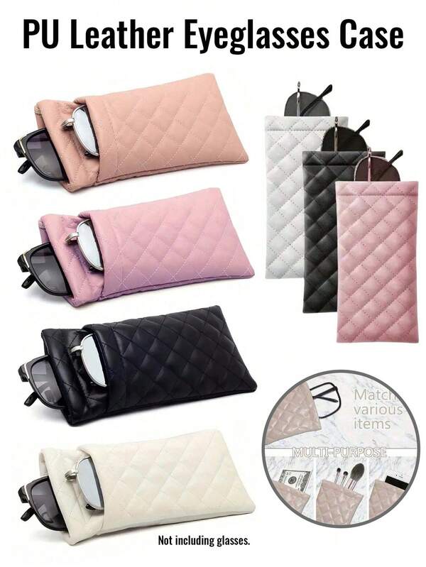 1 件男女通用便携式压缩眼镜盒 - 柔软触感 PU 皮革多功能收纳袋，可收纳眼镜、手机、化妆品和旅行必需品（4 种颜色，波西米亚风格） - 适合旅行、日常使用、化妆品、送礼和节日配饰的理想收纳袋，邮轮必需品、夏季海滩旅行必需品、旅行配件节日必需品、送给朋友和老师的礼物、返校必需品、送给妈妈的礼物旅行包度假学校用品太阳镜女士