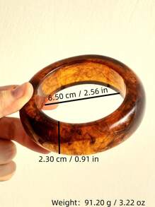 1 pieza Elegante brazalete ancho de resina verde retro, brazalete personalizado de moda y encantador