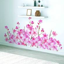 Calcomanías de pared de hojas verdes para despegar y pegar, calcomanías de pared de vinilo de hojas de flores grandes, decoración del hogar de vid extraíble, arte para dormitorio, sala de - Flor rosa B - Ver 3