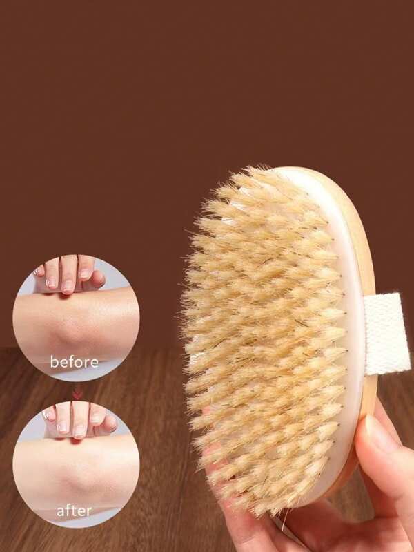 1pc Dry & Wet Body Brush - Soft Bristle Boar Brush For Deep Skin Cleansing, Exfoliation, Improving Skin Health & Beauty, Massage To Stimulate Lymph & Blood Circulation, Dry Brushing For Massage