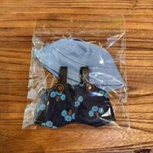 1 Set For Labubu Clothes Suitable For The First And Second Generation Of Labubu Clothes, A Cute Denim Braces Suit, Labubu Shoes, And Labubu Glasses