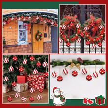 12/24 Stücke Weihnachtsbaumkugeln, limonengrün, rot und weiße Dekorationen, Punkte und Streifen, Weihnachtsschmuck, Minzbömbchen, Zuckerstangen, Weihnachtsdekorationen, Baumhäuser
