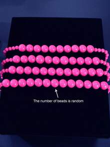 3 Pcs Bohemian Vacation Eye-Catching Jewelry Set Plastic Beads Collar Necklace And Circle Dangle Earrings Exaggerated Jewelry Set - Hot Pink - View 5