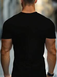 [Camiseta con patrón divertido para hombres] 1 pieza de camiseta con patrón divertido para hombres - Impresión en negrita "HO  CHIT", manga corta, cuello redondo, cómoda y casual, perfecta para regalo de cumpleaños del Día del Padre, ropa para todas las estaciones |   Estilo casual |   Tela de poliéster, atuendo diario, camiseta gráfica, camisa llamativa, camiseta ligera, material transpirable, top impreso, camisa cómoda, compradores de regalos, ropa para adultos - Negro - Ver 4