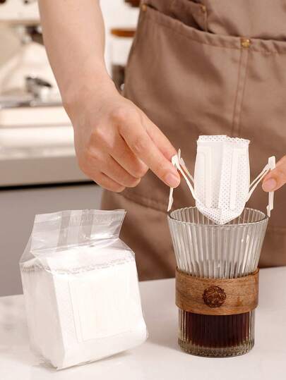 100pcs Coffee Filter Paper Bags Disposable Drip Coffee Bags With Handle And Hanging Ear - Espresso Coffee Accessories Tea Tool