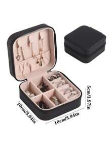 1PC Single Layer Storage Box Ladies Travel Leather Jewelry Box Classic Black Pure White Fashion Pink Storage Box