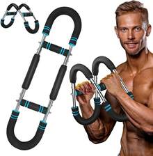 Entrenador de Brazos Shaker, Entrenador de Brazos de Resistencia Ajustable, Equipo de Entrenamiento de Brazos y Pecho, Entrenamiento Muscular, Ejercitador de Pecho para Hombres, Barra de Torcedura Portátil Desmontable - 1 - Ver 3