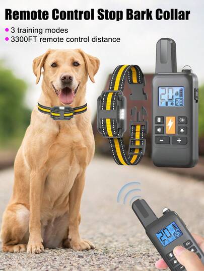 New Dog Training Collar, 800M Remote Control, Waterproof, Electric Shock & Vibration, 3 Training Modes, Adjustable Sound Level, Flashing Light, IP67 Waterproof
