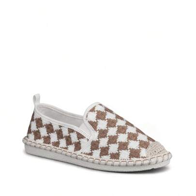 1 Paar geometrischer Rhombus Farbblock Espadrille im Preppy-Stil, Boho-Stil, Polyesterfaser, geeignet für Strandpartys, Festivals, Zuhause und Outdoor, Frühling/Sommer