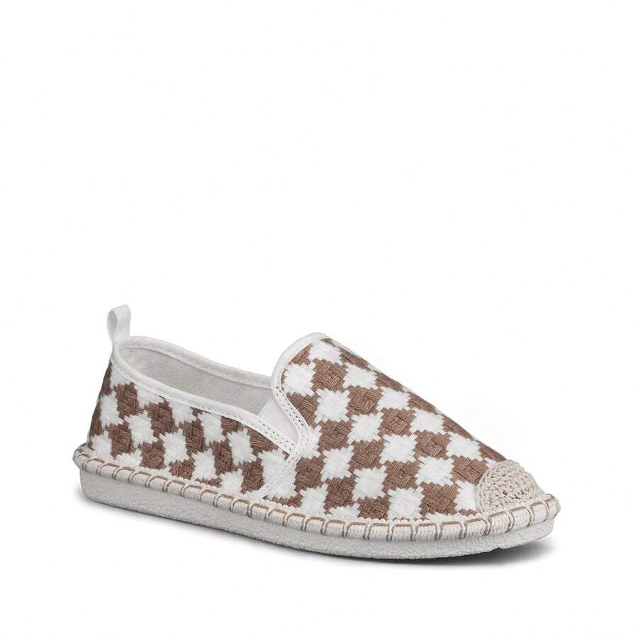1 Paar geometrischer Rhombus Farbblock Espadrille im Preppy-Stil, Boho-Stil, Polyesterfaser, geeignet für Strandpartys, Festivals, Zuhause und Outdoor, Frühling/Sommer