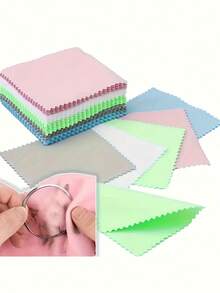 20 片装银质擦拭布，专业珠宝和金银器清洁布，无研磨性，无需动力，非常适合维护和抛光 - 彩色 - 查看 10