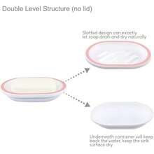 Jabonera para Ducha Con Bandeja de Goteo, Soporte para Barra de Jabón, Caja de Doble Capa de Plástico para Baño y Cocina, Color Azul - blanco, rosa - Ver 4