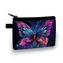 Fashion Butterfly Print Coin Purse - Polyester Zip Pouch, Hand Washable With Wet Wipe Clean, Animal Pattern, Lightweight Zippered Pocket, Fashionable Storage Bag - Multicolor - View 4