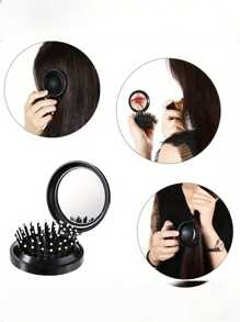 1 pieza Espejo plegable con peine de la serie Macaron, peine pequeño con cojín de aire y espejo de maquillaje, cepillo de masaje para cabeza con espejo estilo niña DIY, todo en uno, peine con cojín de aire minimalista Macaron, espejo portátil de unicolor con cepillo de masaje, peine plegable de color caramelo para mujeres, maquillaje, barato, decoración de habitación, tocador, viaje, dormitorio, accesorios de maquillaje, espejo, espejo de tocador, mini espejo, espejo compacto, espejo pequeño, espejo de mano