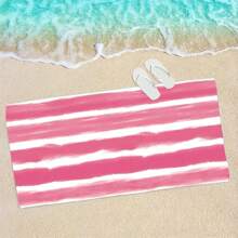 1pc Extra Large Size, Multi-Size, Blue, Navy Blue, Pink, Light Gray, Watercolor Striped, Super Soft Microfiber, Printed, Absorbent Bath Towel, Beach Towel, Essential For Vacation, Beach, Swimming Pool, Gym, MultipurposeTravel Essentials Travel Accessories Beach Essentials