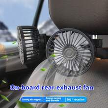 1 件车载风扇，双头 USB 车载风扇，3 速可调，360° 旋转，后座汽车座椅冷却风扇，双头后座风扇，提供凉爽微风、空气循环和新鲜度，易于安装，紧凑设计，适用于汽车、SUV、卡车、房车、轿车，也是送给家人和朋友的绝佳礼物