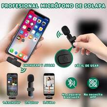WINLAND Micrófono Inalámbrico para Celular, Micrófono de Solapa para/iPad/Android, Profesional Lavalier Microfono Inalambrico Reducción de Ruido,Transmisión en Vivo,Vlog,Conferencia,Grabación - Negro - Ver 9
