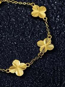 1pc Gold-Plated Clover Bracelet, Suitable For Women Daily Wear, Festival Jewelry Gift