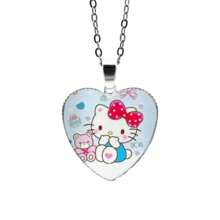 Sanrio 1 Pieza Collar de Colgante Lindo de Gatito con Strass, Collar Dulce de Kitty Hello Kawaii, Regalo de Cumpleaños, Accesorios de Decoración de Dibujos Animados (Algunas partes pueden ser aleatorias)