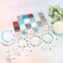 1 Set de kit de manualidades de pulsera con cuentas de temática oceánica, suministros para hacer pulseras de la amistad de vacaciones de verano que incluye cuentas de arcilla, artesanía de joyería DIY, regalo para vacaciones